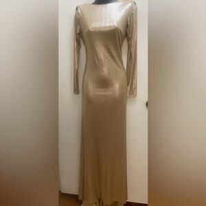 Elegant Gold Long Sleeve Gown